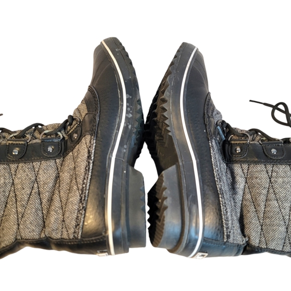 JBU by Jambu Black Herringbone Lorna Encore Faux Fur Tall Lace Up Snow Boot 6.5 - Picture 6 of 10